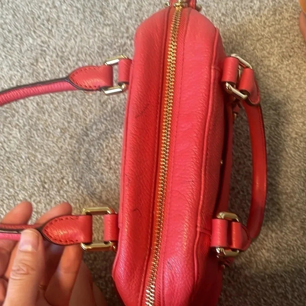 Michael Kors Bedford bowling satchel salmon pink purse - Picture 10 of 15